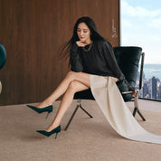 Green Suede Pointed Toe Stiletto Heel Pumps