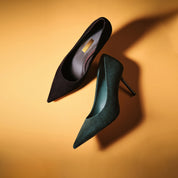 Green Suede Pointed Toe Stiletto Heel Pumps