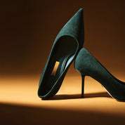 Green Suede Pointed Toe Stiletto Heel Pumps