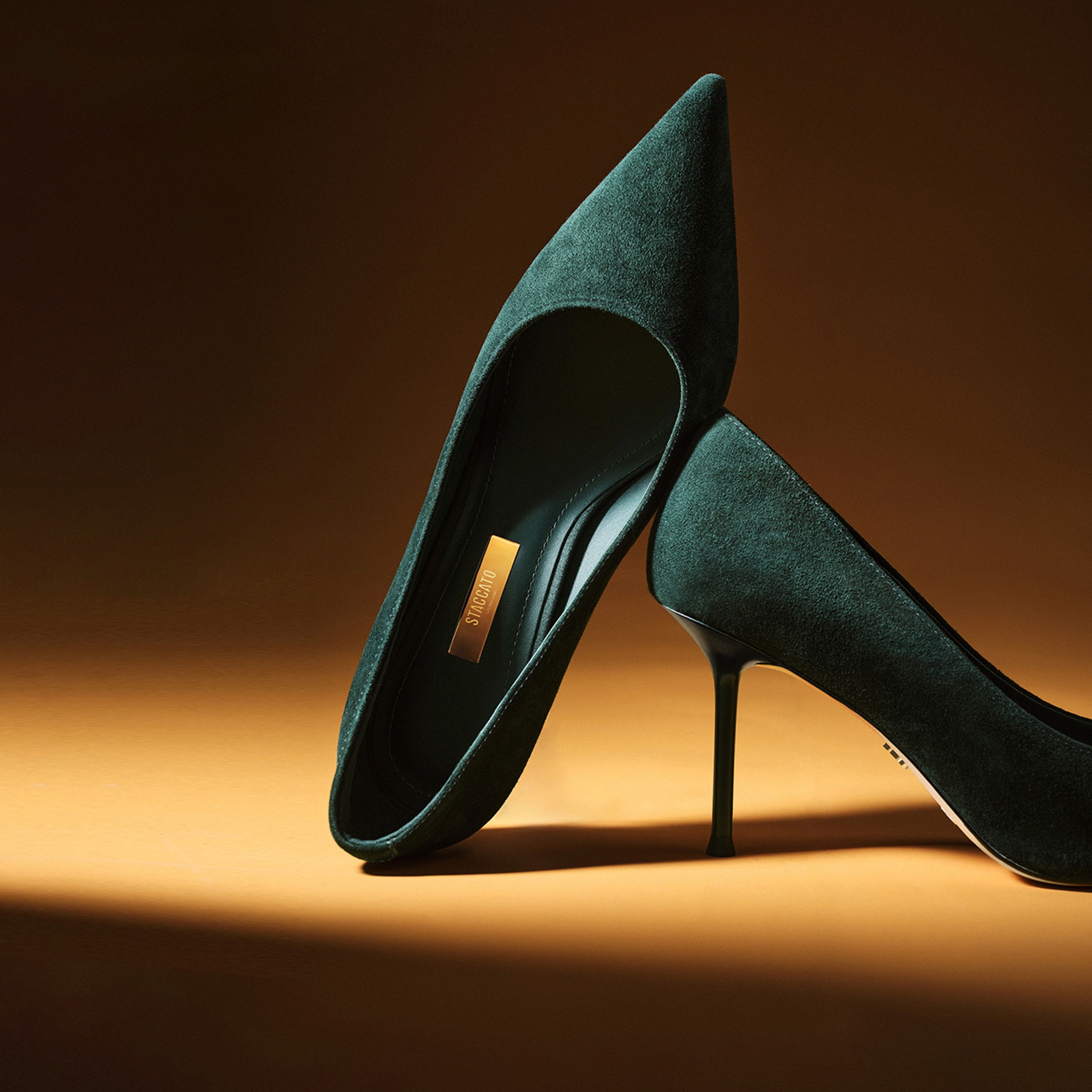 Green Suede Pointed Toe Stiletto Heel Pumps