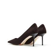 Brown Suede Pointed Toe Stiletto Heel Pumps