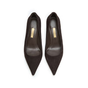 Brown Suede Pointed Toe Stiletto Heel Pumps