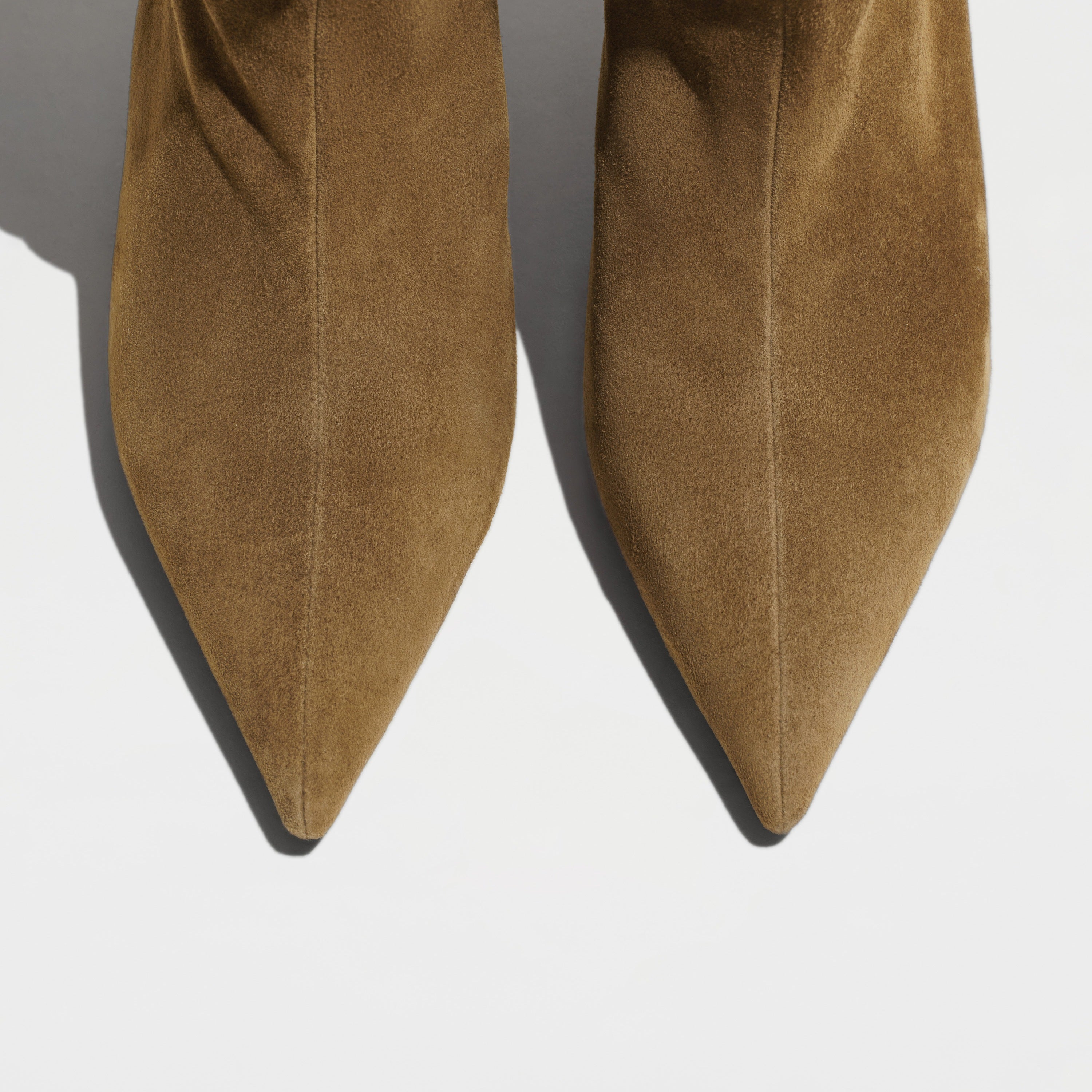 Khaki Slouchy Suede Pointed-Toe Stiletto Ankle Boots