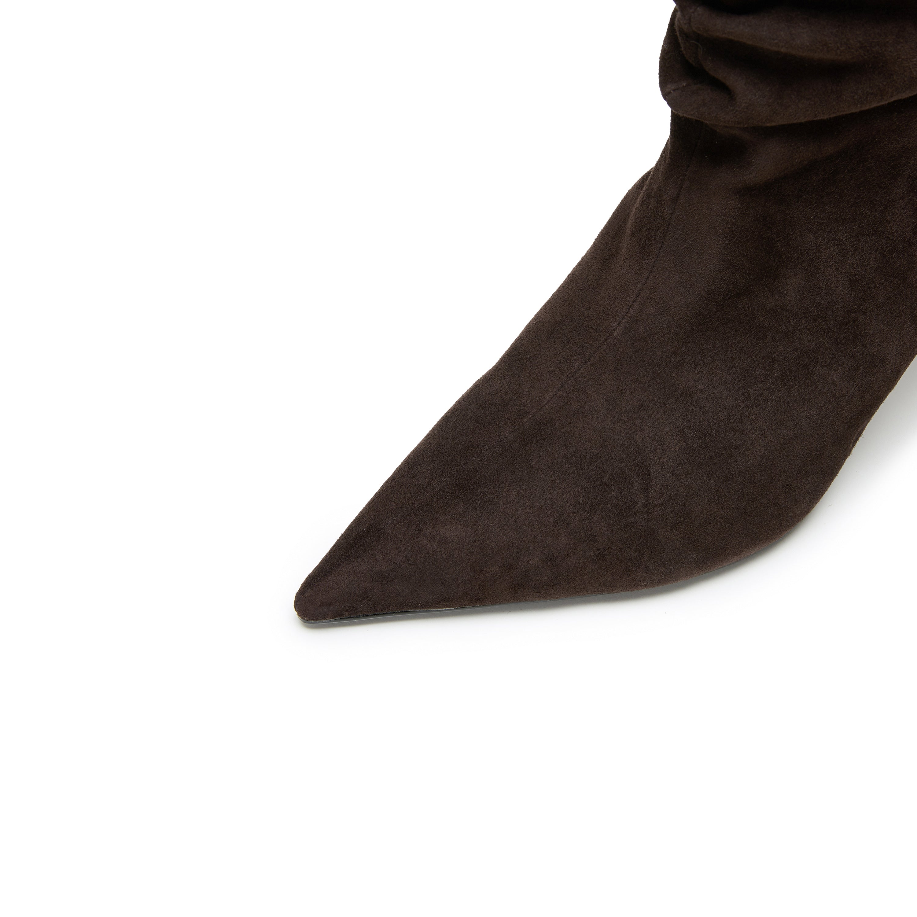 Brown Slouchy Suede Pointed-Toe Stiletto Ankle Boots