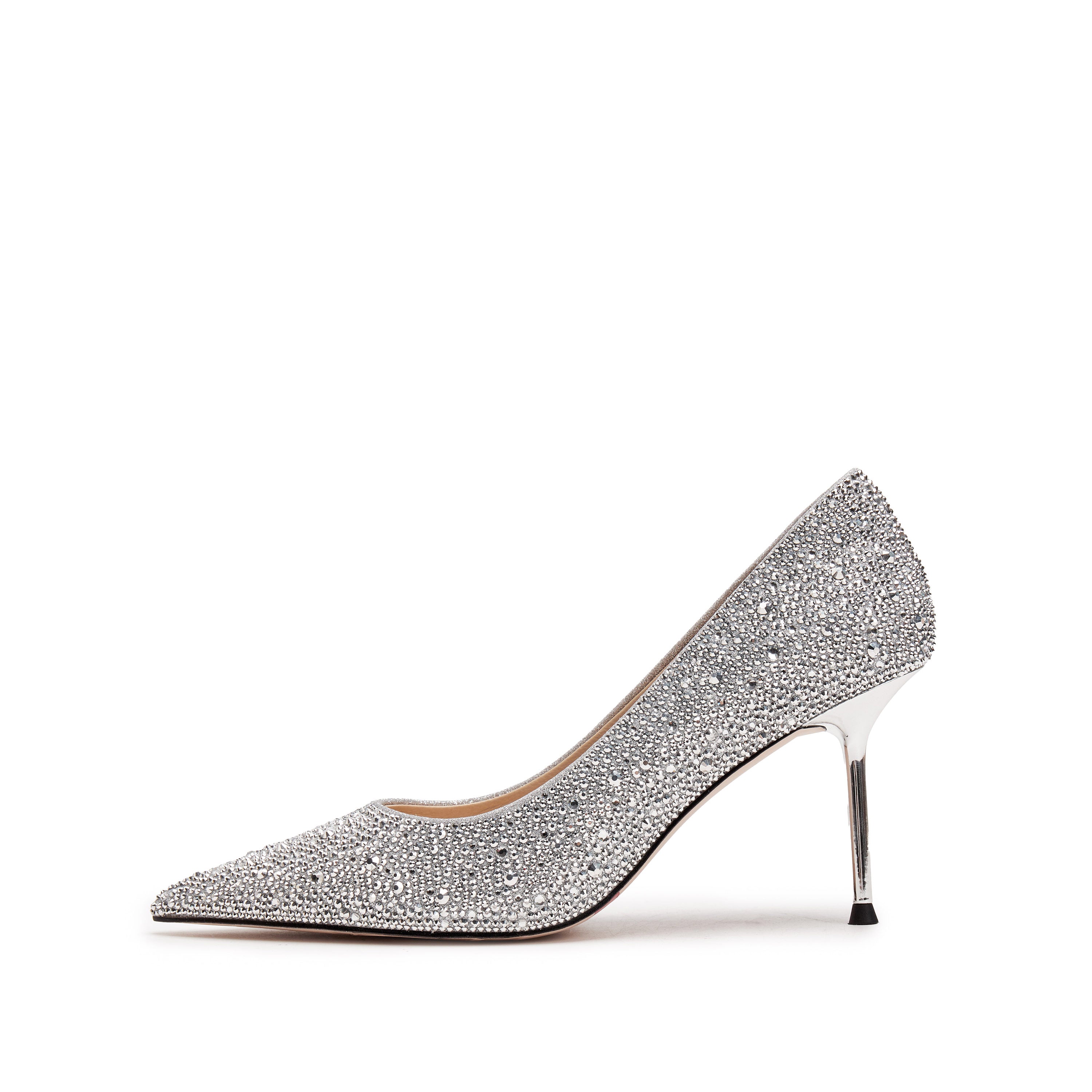 Silver Crystal Embellished Heeled Pumps