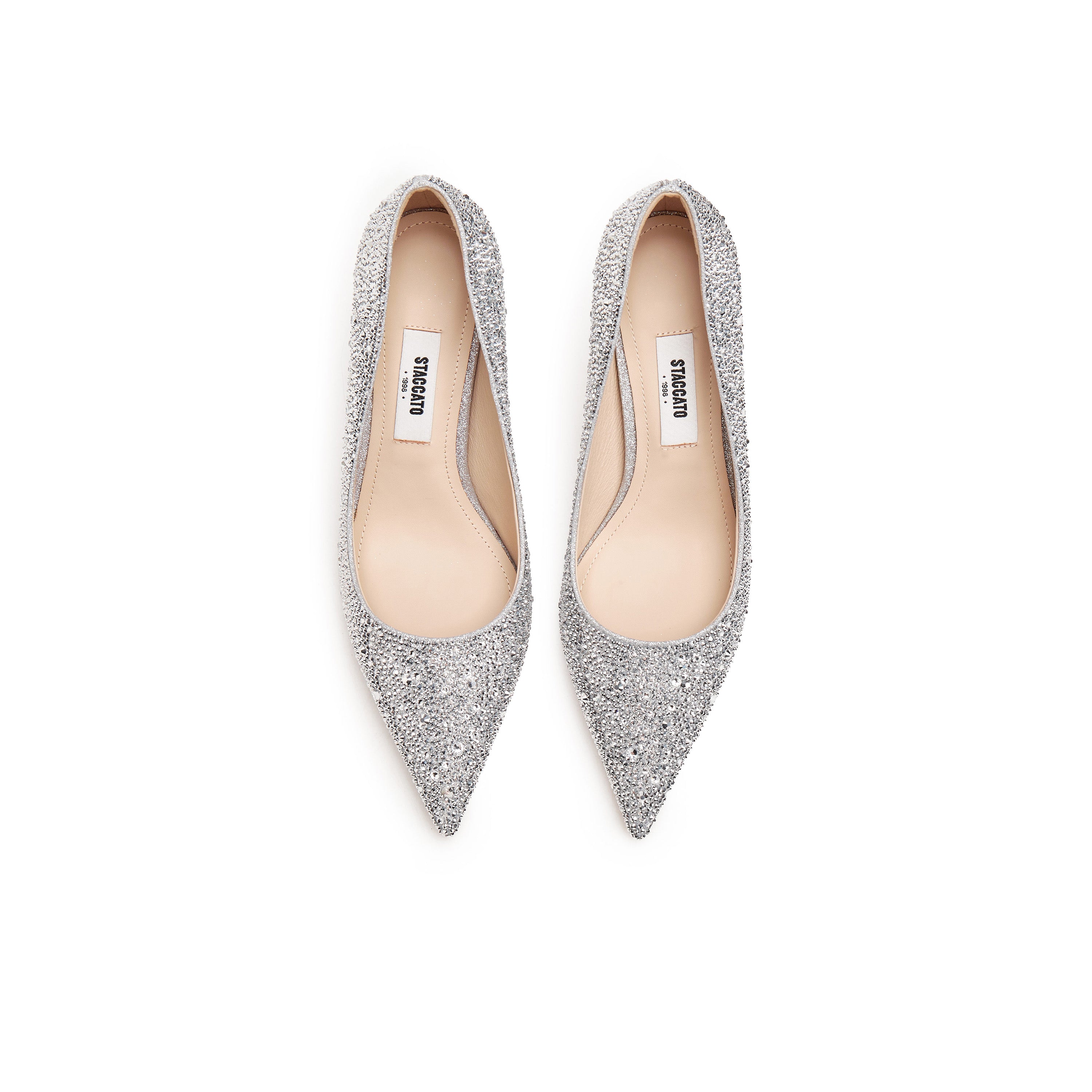 Silver Crystal Embellished Heeled Pumps