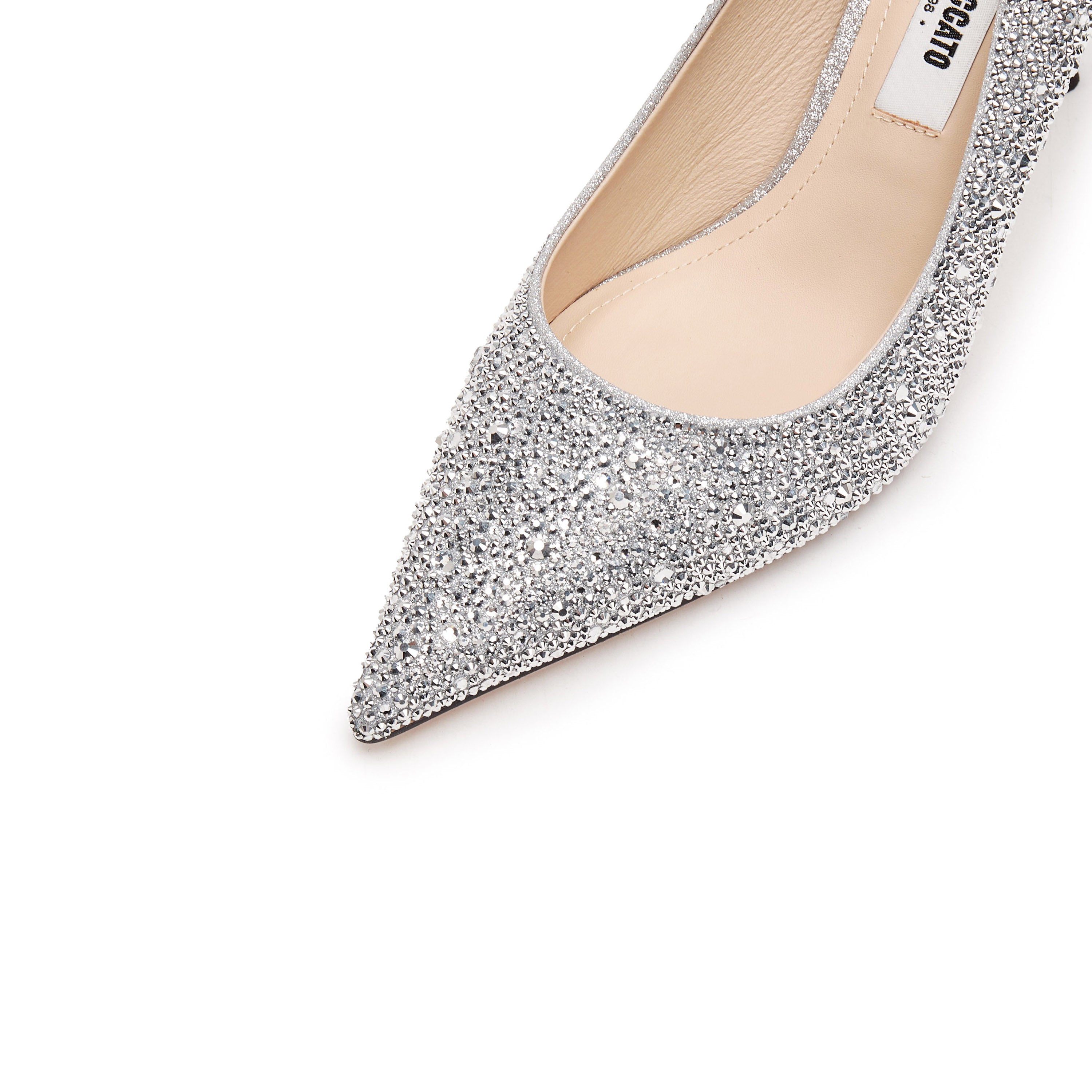 Silver Crystal Embellished Heeled Pumps