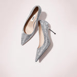 Load image into Gallery viewer, Silver Crystal Embellished Heeled Pumps
