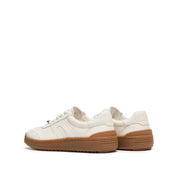 Beige Leather Glue Free Lace Up Runners