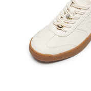 Beige Leather Glue Free Lace Up Runners