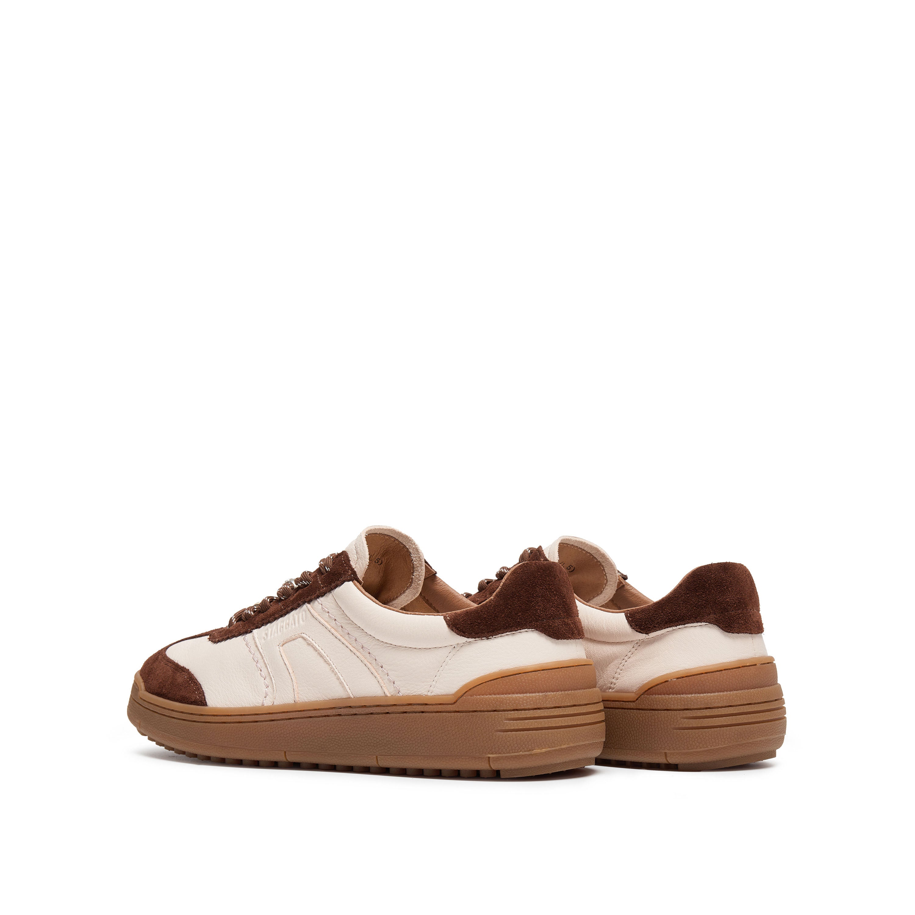 Pastel Brown Leather Glue Free Lace Up Runners