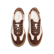 Pastel Brown Leather Glue Free Lace Up Runners