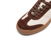 Pastel Brown Leather Glue Free Lace Up Runners