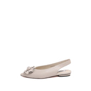 Pointed Toe Leather Flower Slingback Flats