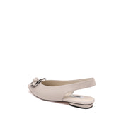 Pointed Toe Leather Flower Slingback Flats
