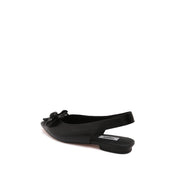 Pointed Toe Leather Flower Slingback Flats