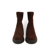 Dark Brown Stretch Silk Ankle Boots