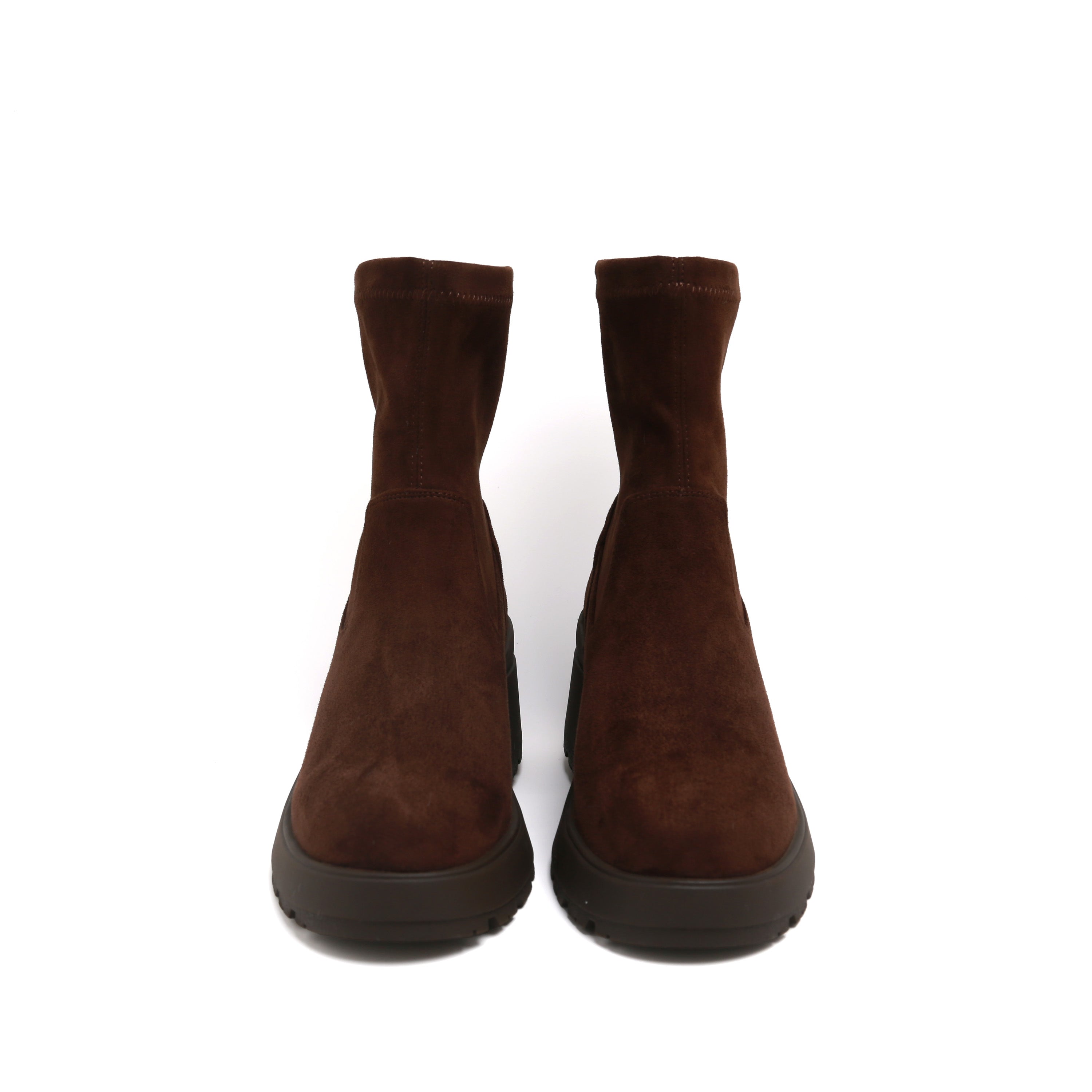 Dark Brown Stretch Silk Ankle Boots