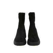 Black Stretch Silk Ankle Boots