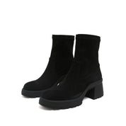 Black Stretch Silk Ankle Boots