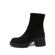 Black Stretch Silk Ankle Boots