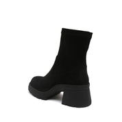 Black Stretch Silk Ankle Boots
