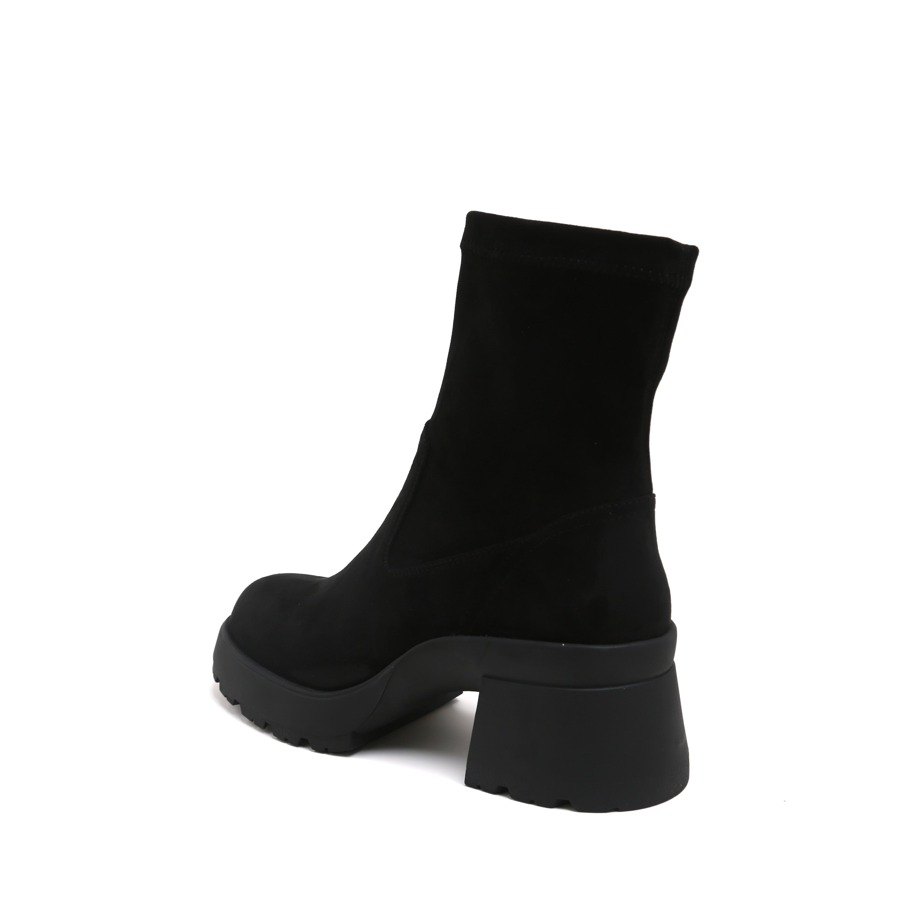 Black Stretch Silk Ankle Boots