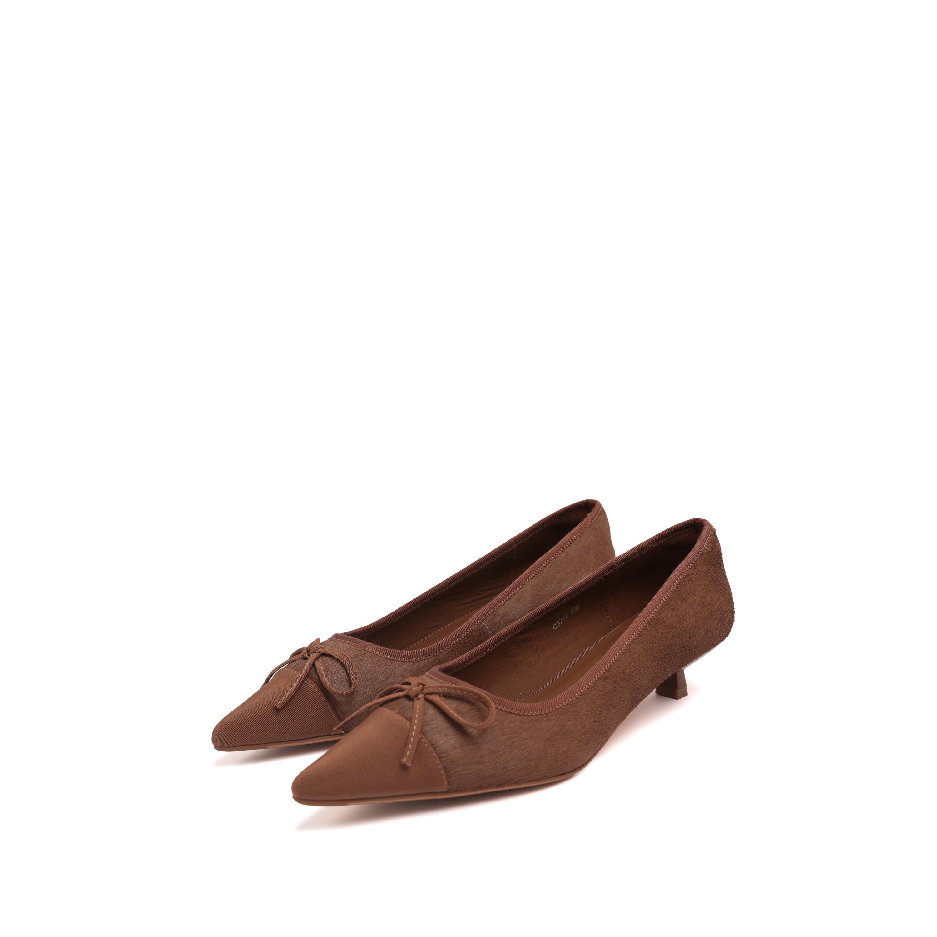 Pony Hair Bow Pointed Kitten Heels