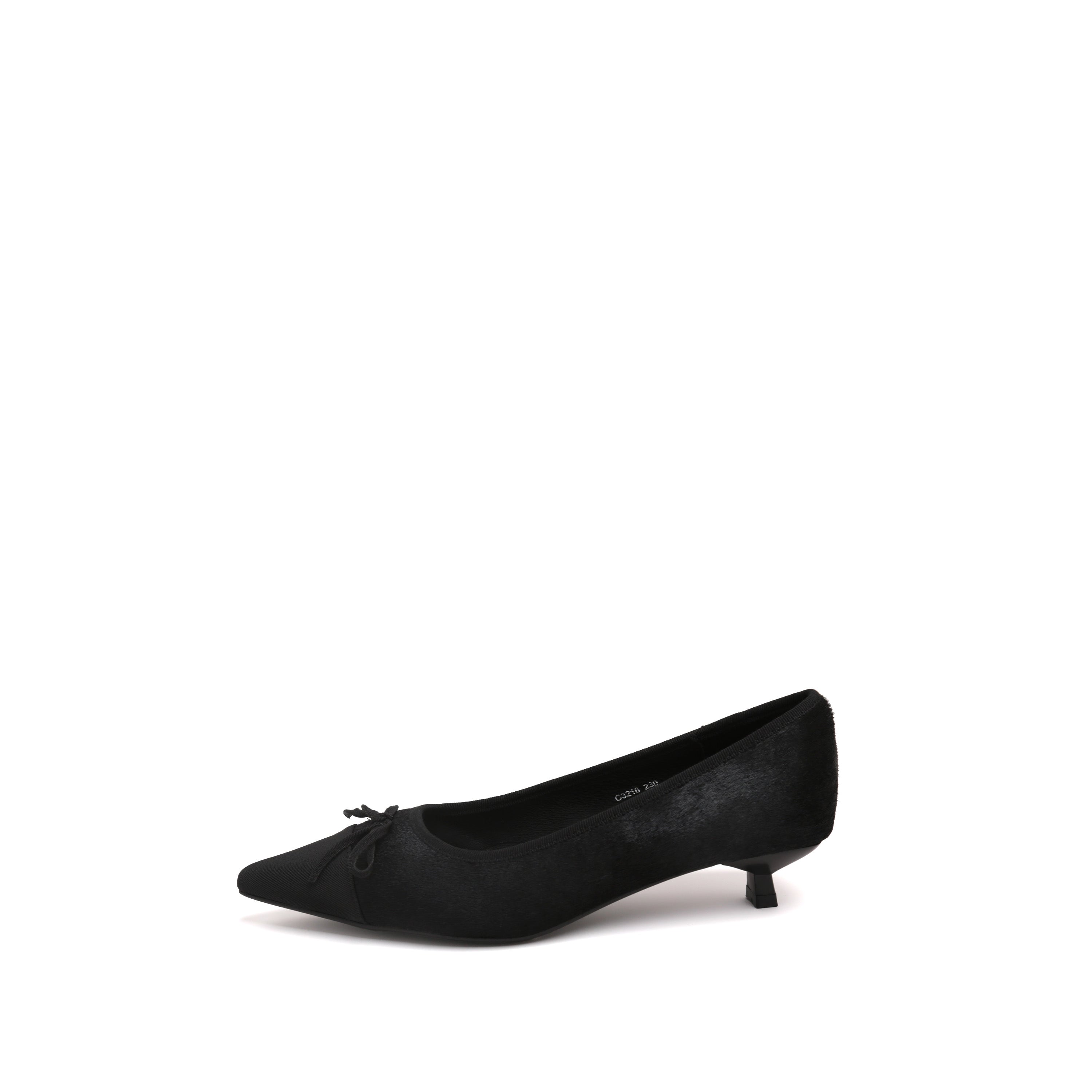 Pony Hair Bow Pointed Kitten Heels