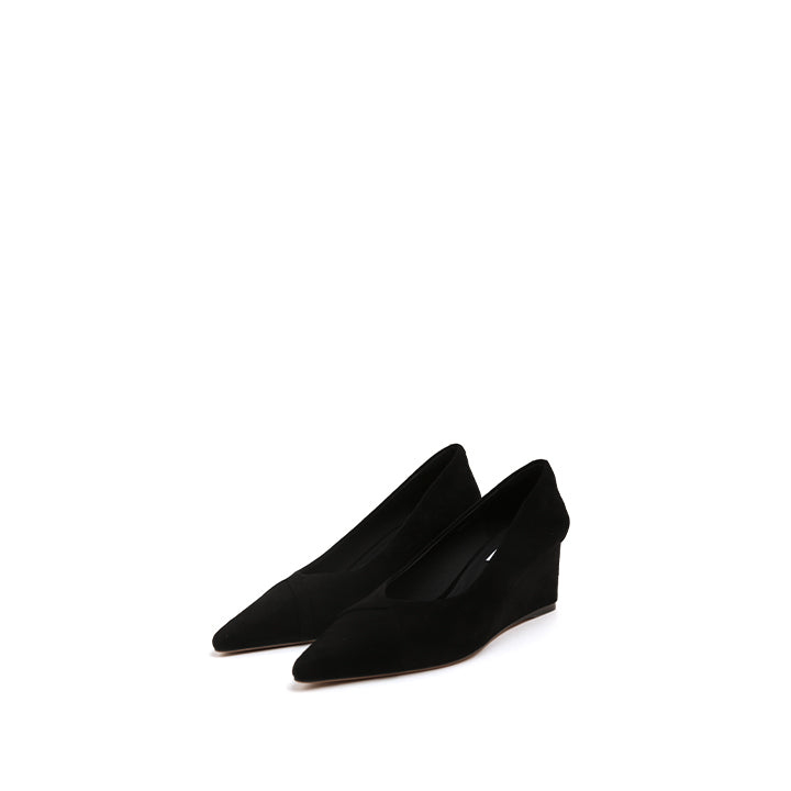 Black Suede Wedge Pumps