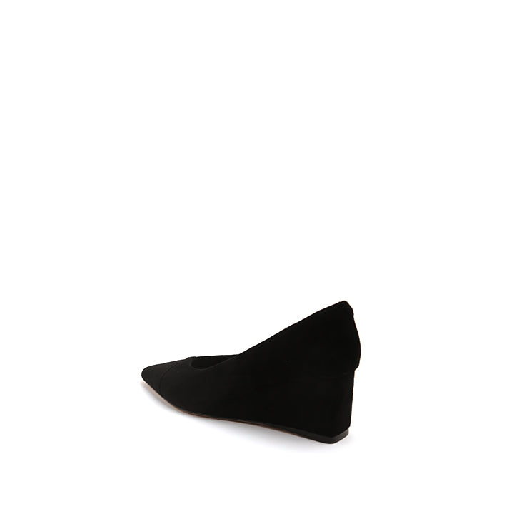 Black Suede Wedge Pumps