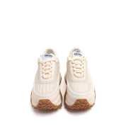 Beige Woven Knit Platform Sneakers