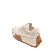 Beige Woven Knit Platform Sneakers