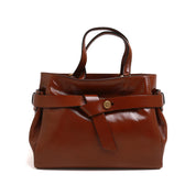 [MIRANDA] Knotted Belt Leather Top-Handle Tote Bag