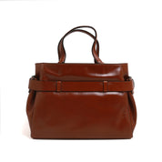[MIRANDA] Knotted Belt Leather Top-Handle Tote Bag