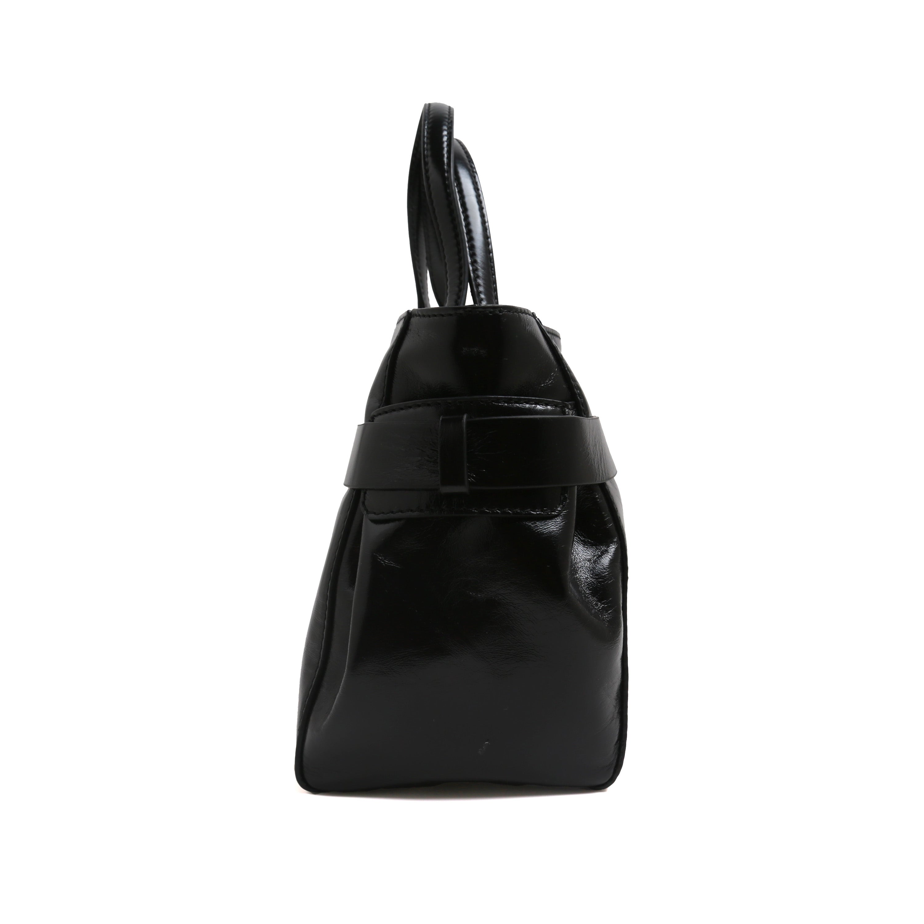 [MIRANDA] Knotted Belt Leather Top-Handle Tote Bag