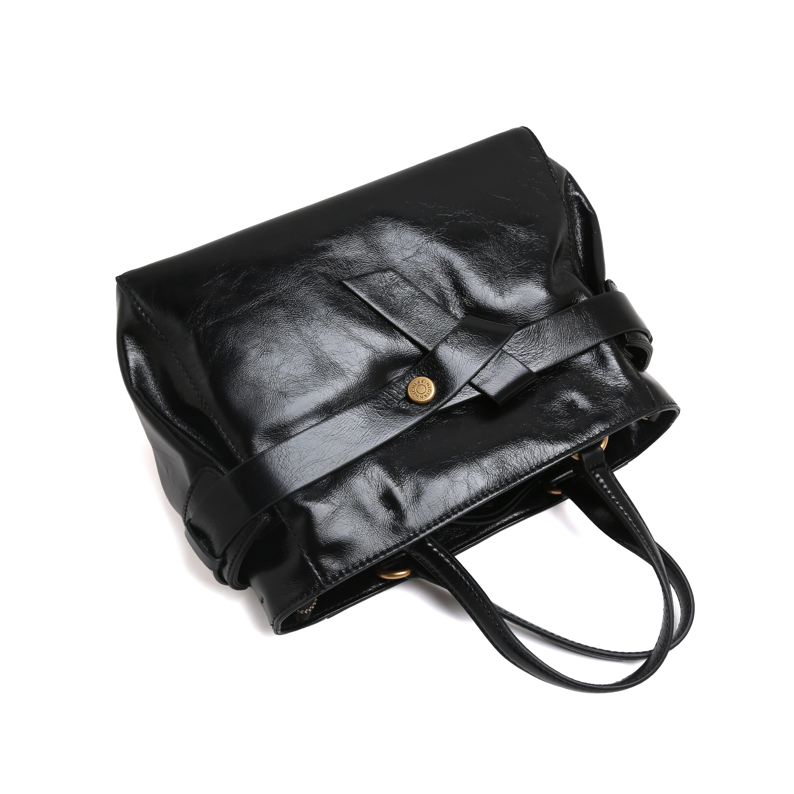 [MIRANDA] Knotted Belt Leather Top-Handle Tote Bag