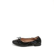 Black Beams Elastic Leather Ballerina Flats