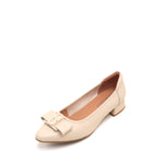 Load image into Gallery viewer, Beige ST Bow Mono Leather Pumps
