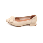 Load image into Gallery viewer, Beige ST Bow Mono Leather Pumps
