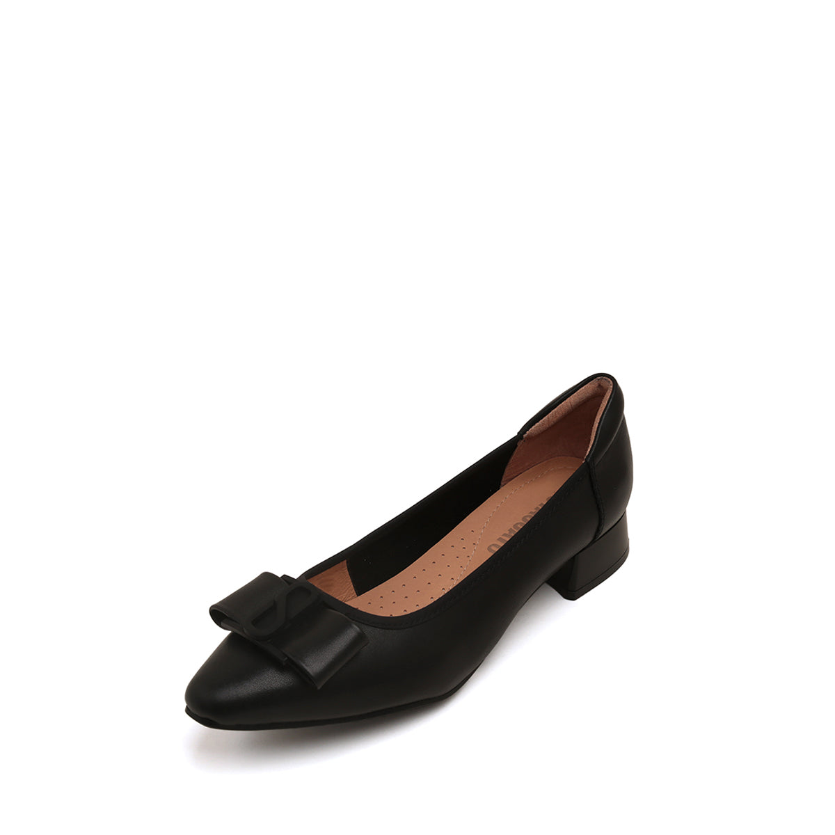 Black ST Bow Mono Leather Pumps