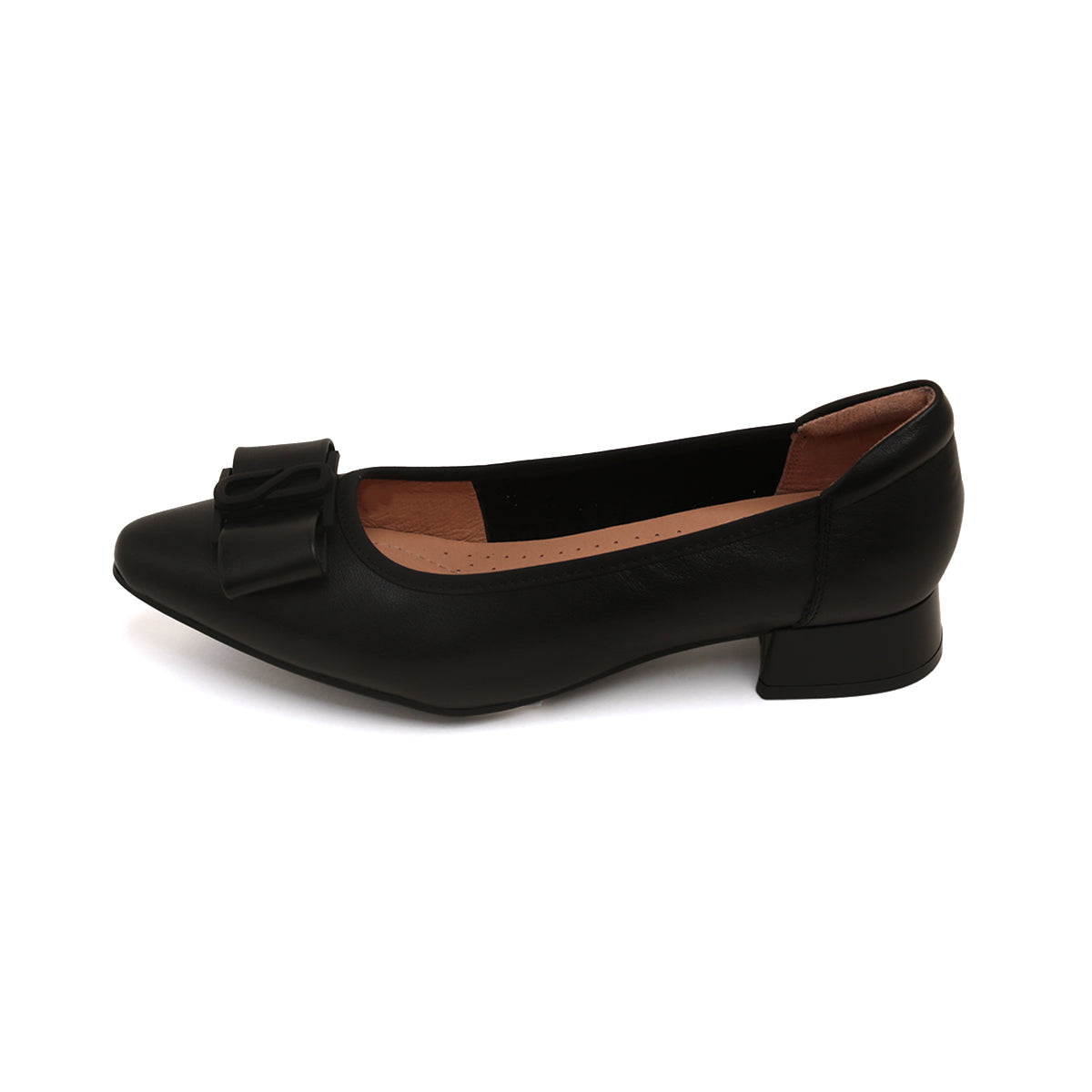 Black ST Bow Mono Leather Pumps