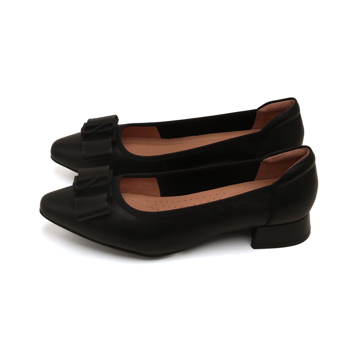 Black ST Bow Mono Leather Pumps