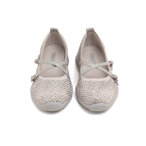 Grey Cross Strap Ballerina Sporty Flats
