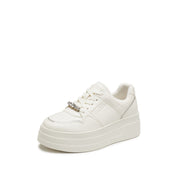 White Crystal Stars White Flatform Sneakers
