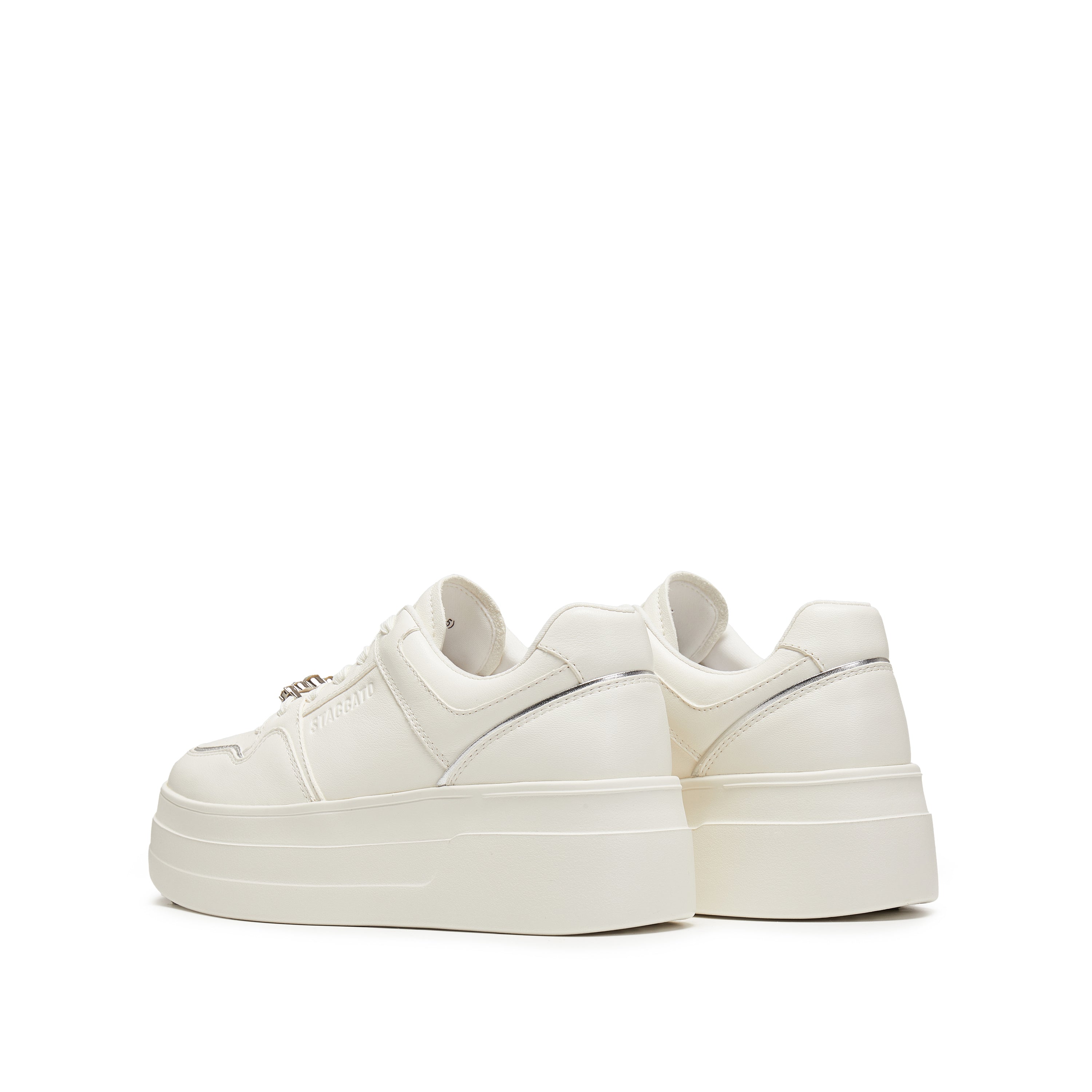 White Crystal Stars White Flatform Sneakers