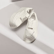 White Crystal Stars White Flatform Sneakers