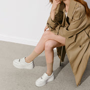 White Crystal Stars White Flatform Sneakers