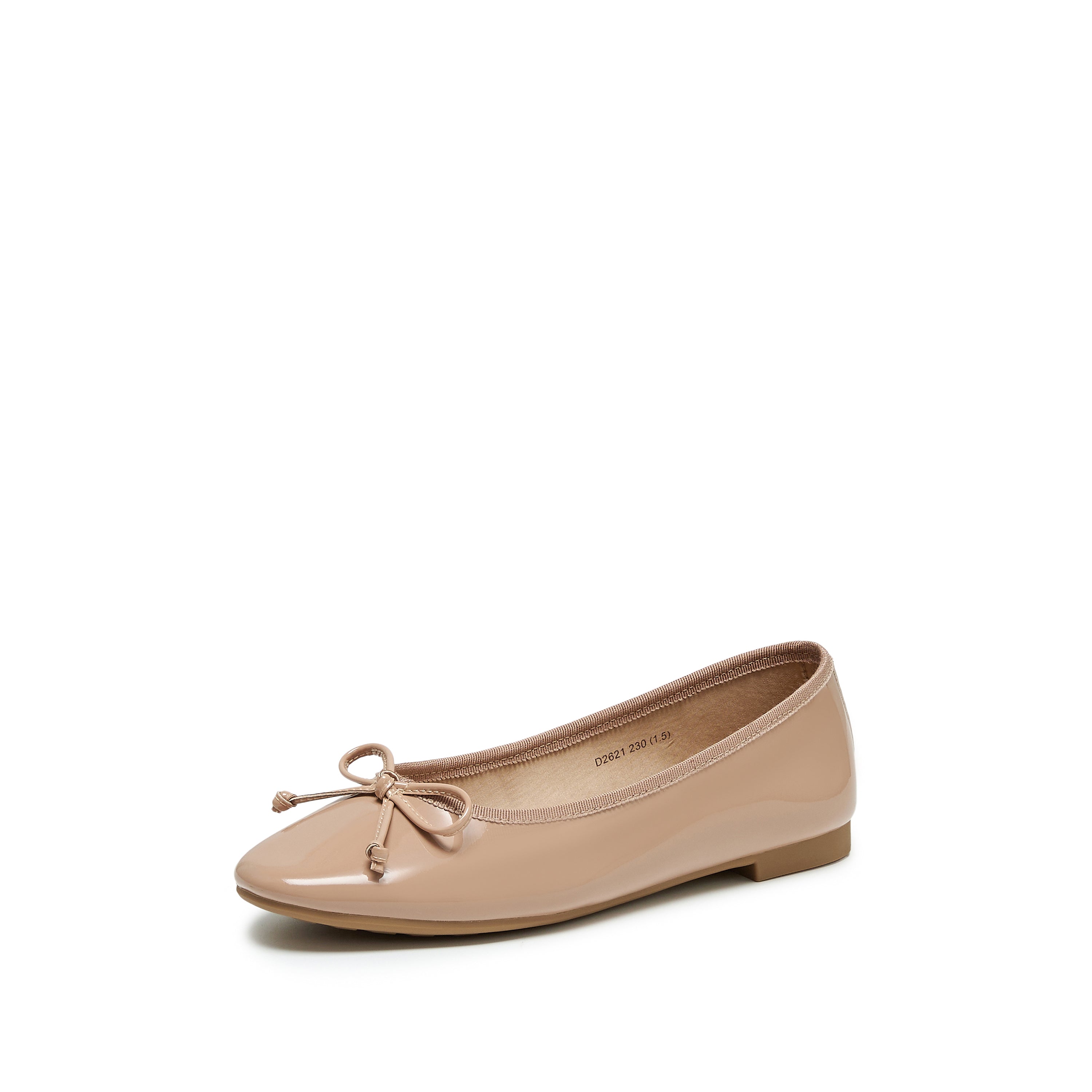 Nude Patent Leather Bow Ballet Flats