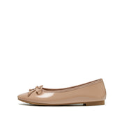 Nude Patent Leather Bow Ballet Flats